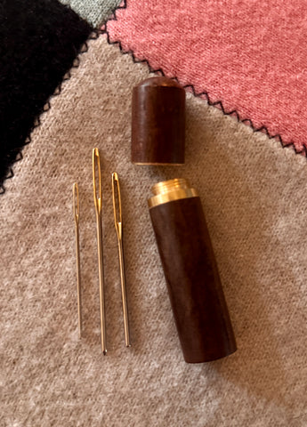 Wooden Needle Case with Darning Needles