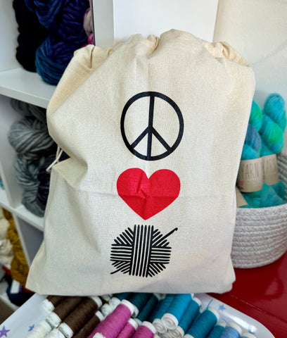 Peace Love Crochet Project Bag