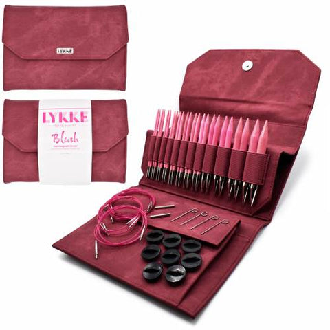 Lykke Blush 5" tip Interchangeable Knitting Needle Set in Crimson Case