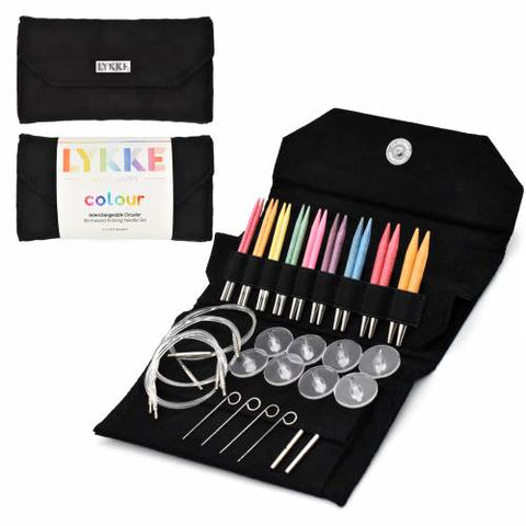 Lykke Colour 3.5 inch Interchangeable Knitting Needle Set (black vegan suede case)