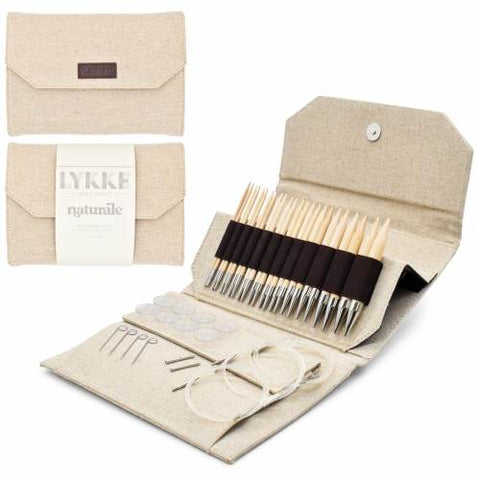 Lykke Naturale 5" tip Interchangeable Knitting Needle Set (beige jute case)
